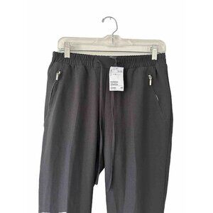 H&M Women Pull On Pants Elastic Waist Drawstring Zippered Pockets Black NWT